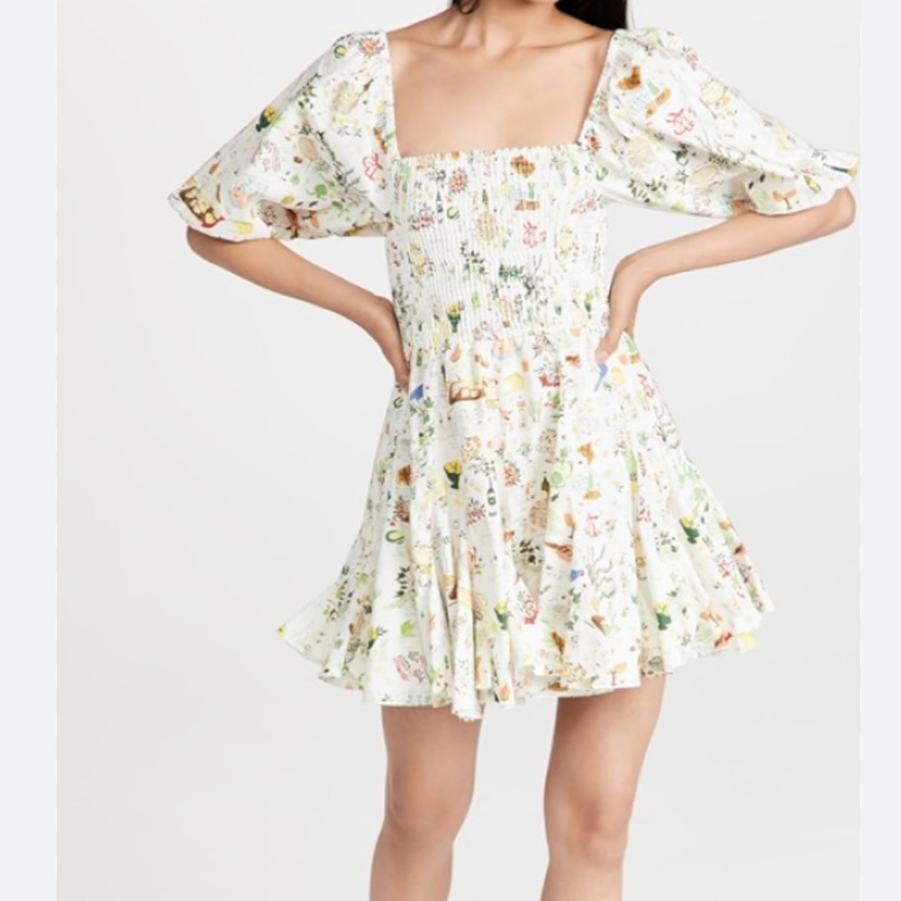 Rhode, Astrid Dress in Picnic print, size L, smocked bodice